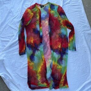 Tie-dye fishnet cover-up